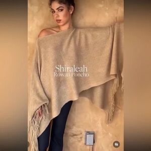 Shiraleah knit, fringe chic tan poncho wrap